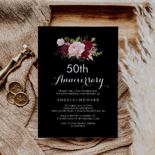 Invitación Clásico Aniversario del Boda Black 50