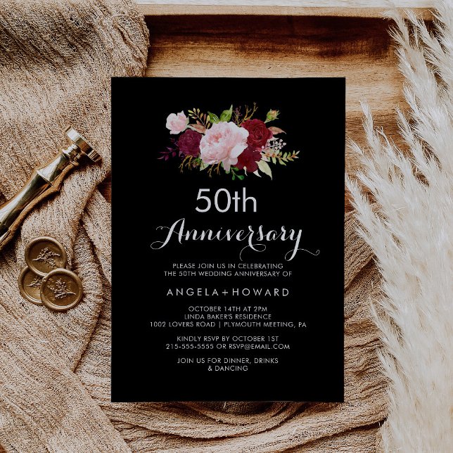 Invitación Clásico Aniversario del Boda Black 50 (Subido por el creador)