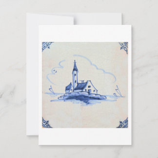 Invitación Clásico Antiquario Delft Blue Tile - Iglesia