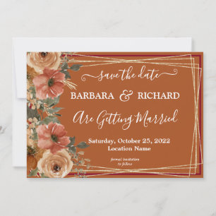 Invitación CLÁSICO Aquarela Floral de Terracota Fecha para Gu