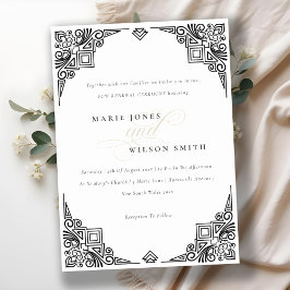 Invitación Clásico Art Deco Blanco y Negro Ornate Renovación