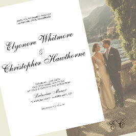 Invitación Clásico atemporal de caligrafía blanca y negra par