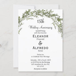 Invitación Clásico atemporal de verde para boda y aniversario