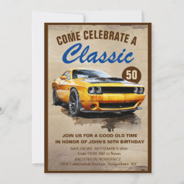 Invitación Clásico Auto Muscular Simple Cincuenta Años