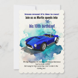 Invitación Clásico Aventura de Cumpleaños en Automóvil Deport