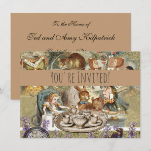Invitación Clásico Aventuras de Alicia Té Party en Wonderland