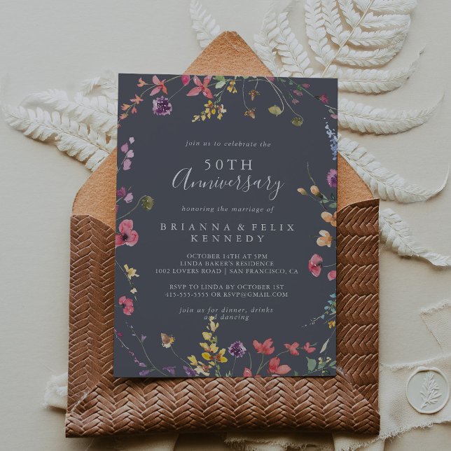 Invitación Clásico Azul Salvaje 50 Aniversario de Boda  (Subido por el creador)