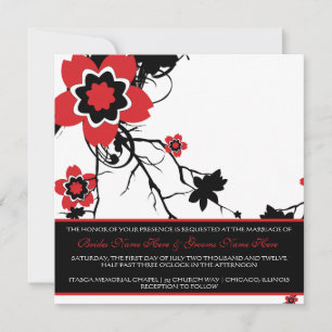 Invitación Clásico B&W Cherry Blossom Wedding Invitado