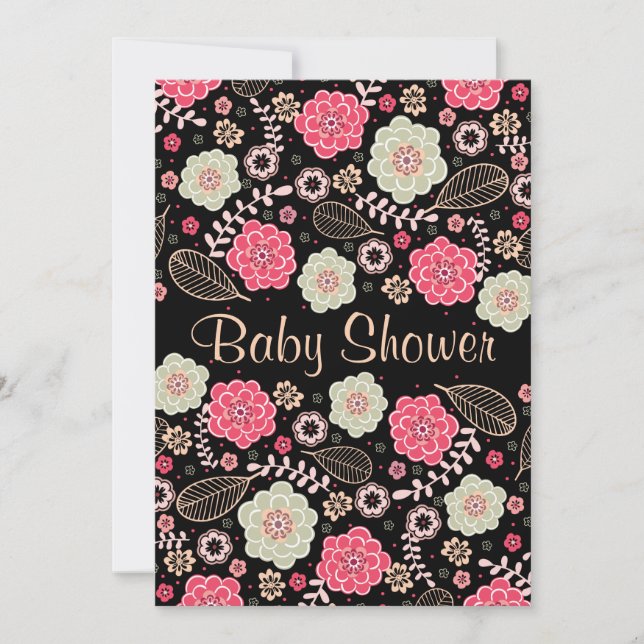 Invitación Clásico Baby Shower floral moderno (Anverso)