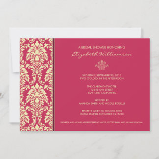 Invitación Clásico Baroque Bridal Shower (fuschia)
