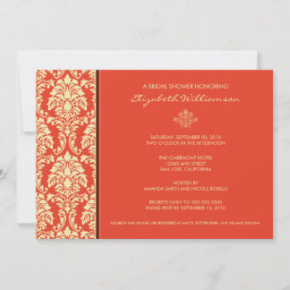 Invitación Clásico Baroque Bridal Shower Invitation (coral)