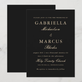 Invitación Clásico Black Elegant Wedding