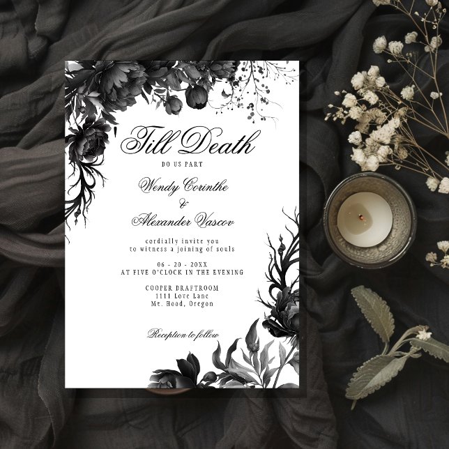 Invitación Clásico blanco gótico ‘hasta el Boda de la muerte (Subido por el creador)
