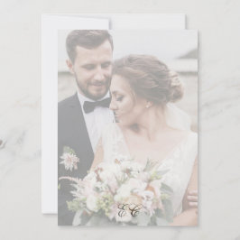 Invitación Clásico Blanco Negro Caligrafía Boda Atemporal