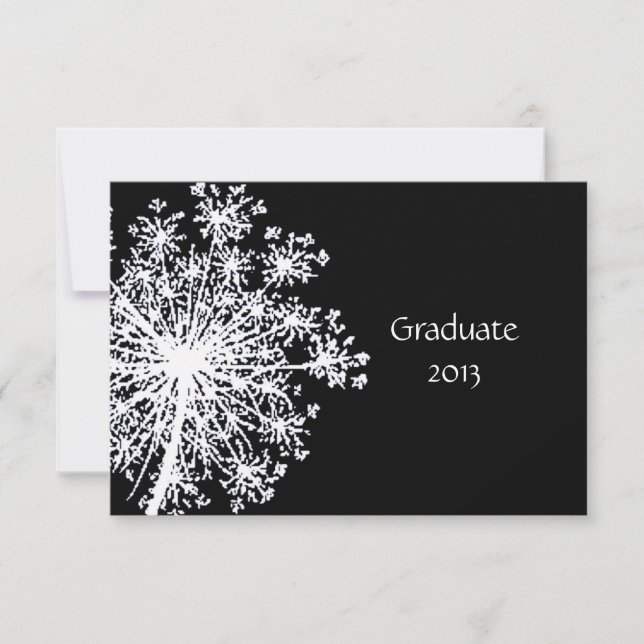 Invitación Clásico Blanco Negro de graduación Reina Anne Lace (Anverso)
