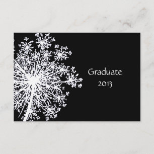Invitación Clásico Blanco Negro de graduación Reina Anne Lace