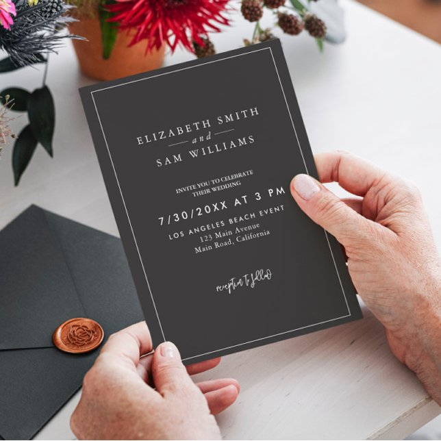 Invitación Clásico Blanco Negro Elegante Boda simple (Subido por el creador)