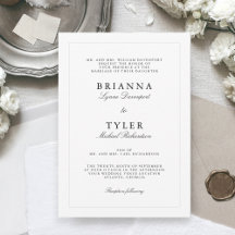 Clásico Blanco y Negro Simple Elegante Boda