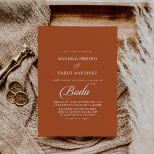 Invitación Clásico Blanco y Terracota Boda Boda Española
