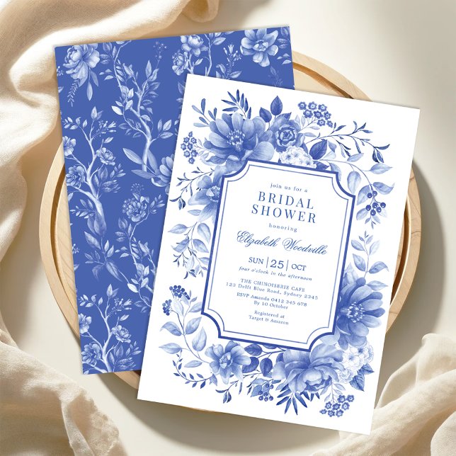 Invitación Clásico Blue White Floral Chinoiserie Bridal Showe (Subido por el creador)