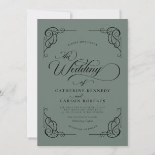 Invitación Clásico Boda de caligrafía moderna - Polvoriento V
