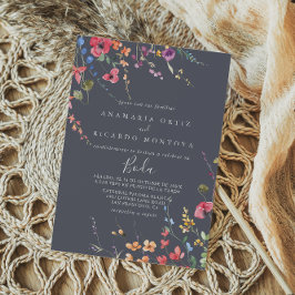 Invitación Clásico Boda de Floral Floral Azul