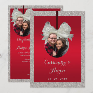 Invitación Clásico Boda de Navidades rojos y espumosos bauble