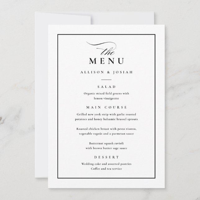 Invitación Clásico Boda Elegante de Blanco y Negro (Anverso)