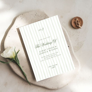 Invitación Clásico Boda Elegante de rayas verdes olivares