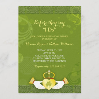 Invitación Clásico Boda irlandés verde para la cena