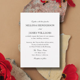 Invitación Clásico Boda Tradicional Foto Blanco