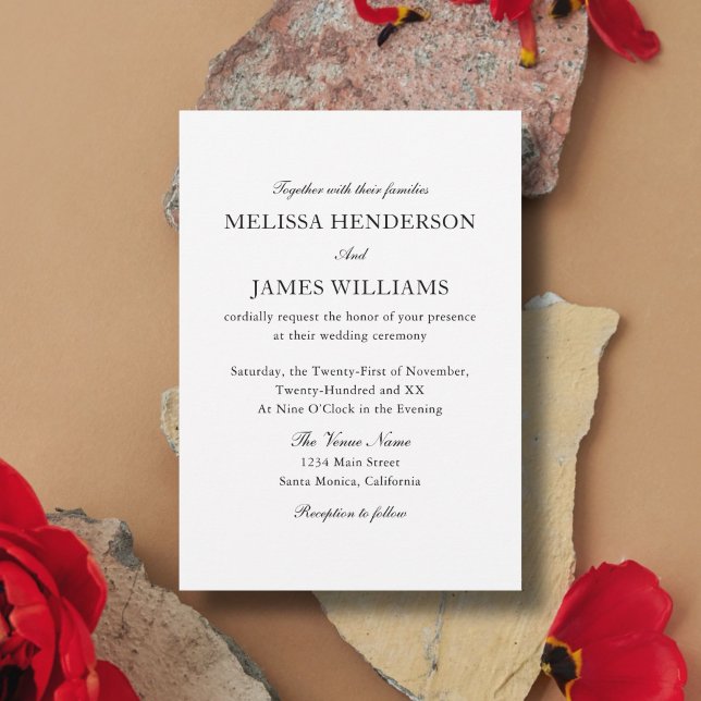 Invitación Clásico Boda Tradicional Foto Blanco (Subido por el creador)