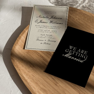 Invitación Clásico Boda Vintage de Dinero Antiguo en Blanco y