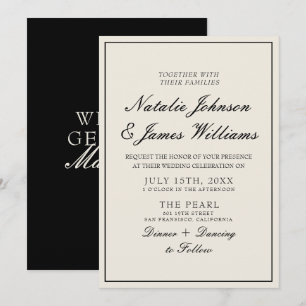 Invitación Clásico Boda Vintage de Dinero Antiguo en Blanco y