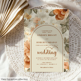 Invitación Clásico Boho Chic Floral Bodas de Cobre Marfil Sal