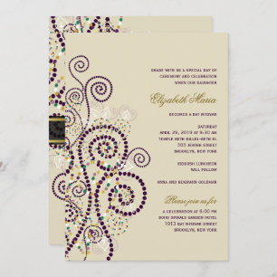 Invitación Clásico Boho Purple Spirals Bat / Bar Mitvah Invit