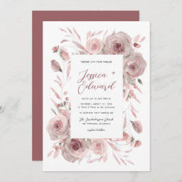 Invitación Clásico Botánico Elegante Rosa Floral