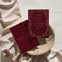 Clásico Burgundy Floral Dinero Antiguo Foto Boda