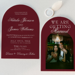 Invitación Clásico Burgundy Lujo Dinero Antiguo Retro Boda