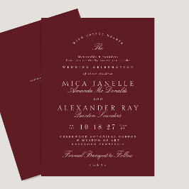 Invitación Clásico Burgundy Maroon Elegant Wedding