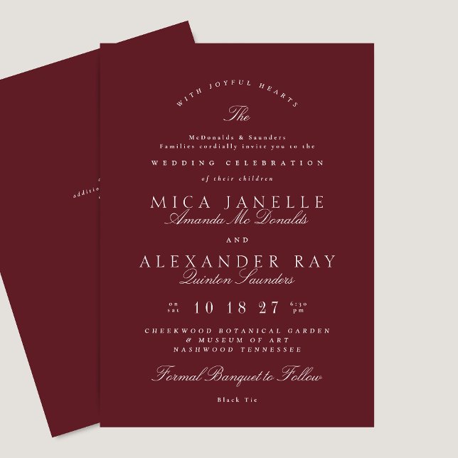 Invitación Clásico Burgundy Maroon Elegant Wedding (Subido por el creador)