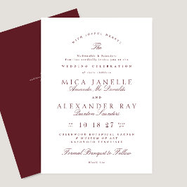 Invitación Clásico Burgundy Maroon Elegant Wedding