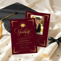 Clásico Burgundy Oro Graduación