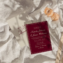 Clásico Burgundy y Crema Boda Vintage de Dinero An