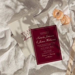 Invitación Clásico Burgundy y Crema Boda Vintage de Dinero An