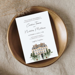 Invitación Clásico Casa de Campo Inglesa Acuarela Boda