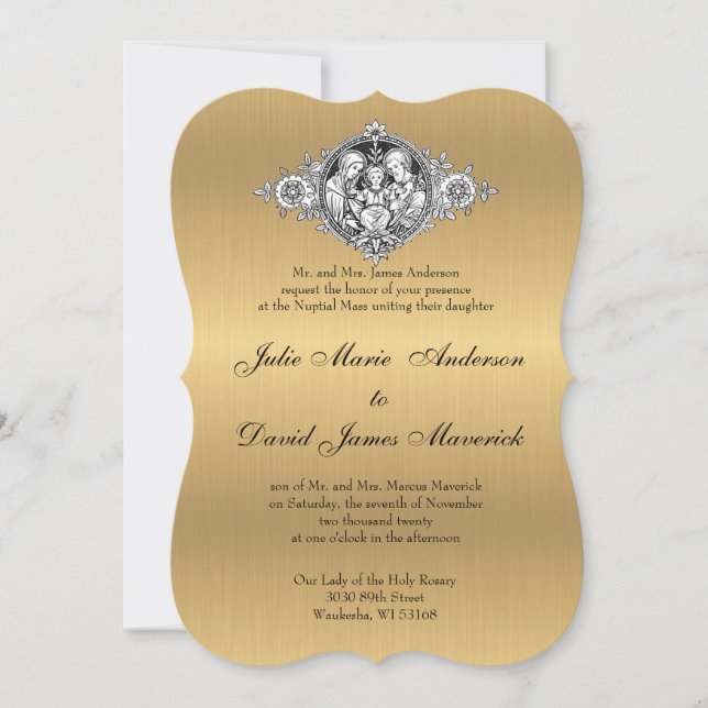 Invitación Clásico católico elegante Boda religioso (Anverso)