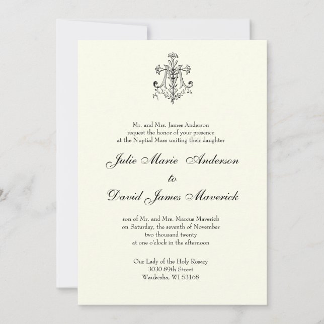 Invitación Clásico católico elegante Boda religioso (Anverso)