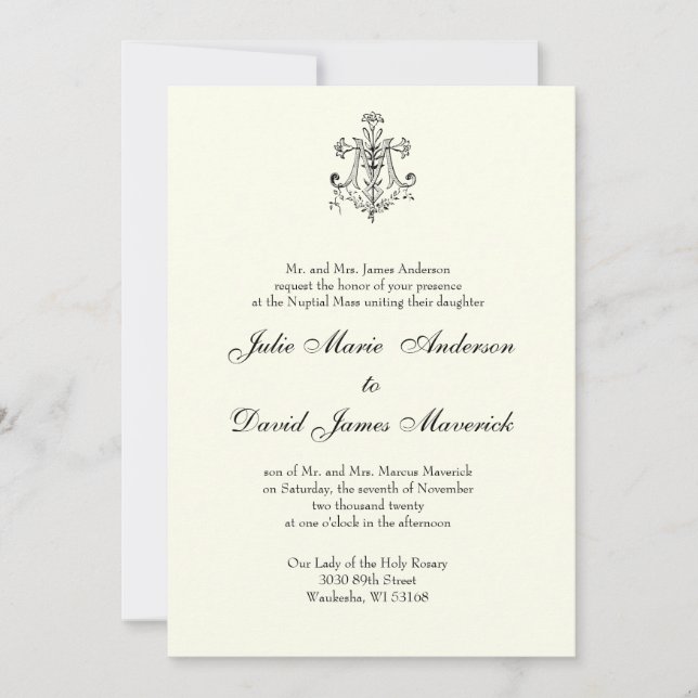 Invitación Clásico católico elegante Boda religioso (Anverso)