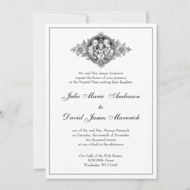 Invitación Clásico católico elegante Boda religioso (Anverso)
